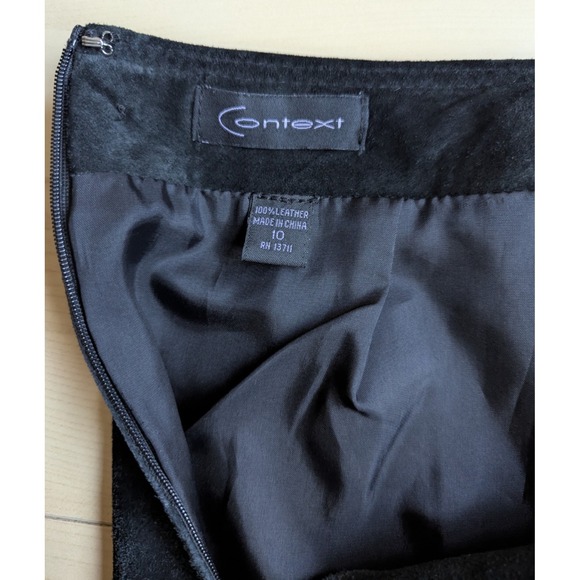 Context Vintage 90s Y2K Black Suede Skirt Sz 10 Pockets - Picture 6 of 11